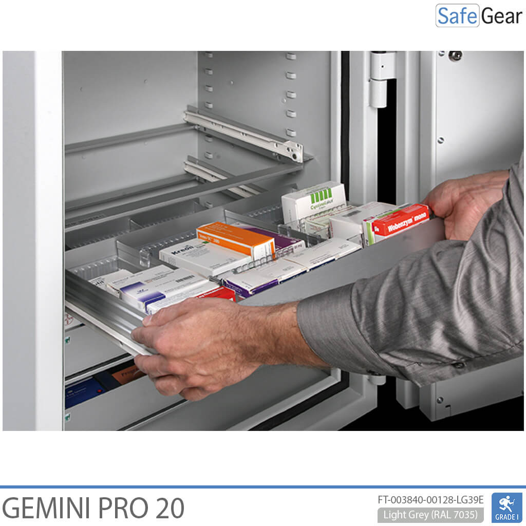 Gemini Pro 40 Apothekentresor (180 Liter) - 4 Schubladen - 2 Einlegeböden - Einbruchschutzklasse I