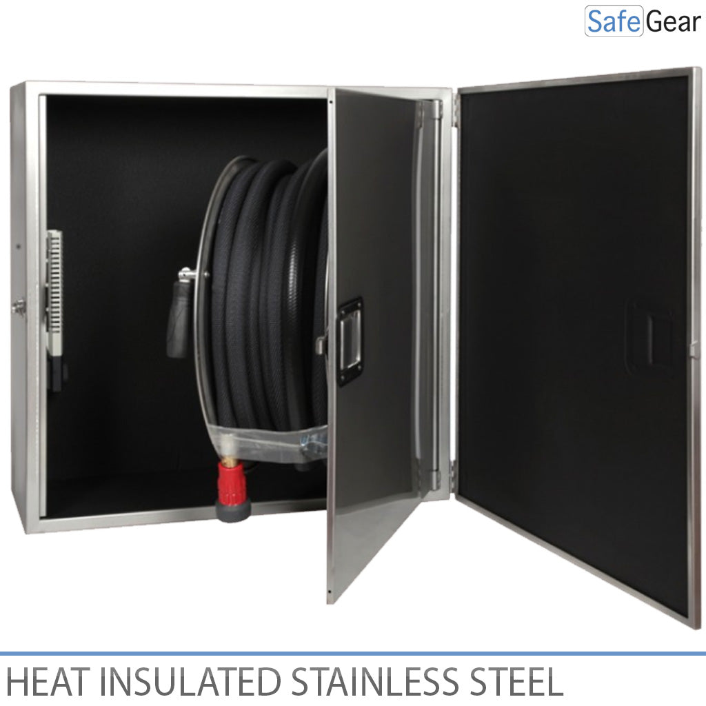 Brandkast voor brandslang met isolatie en verwarming - 790x790x365 mm - roestvrij staal