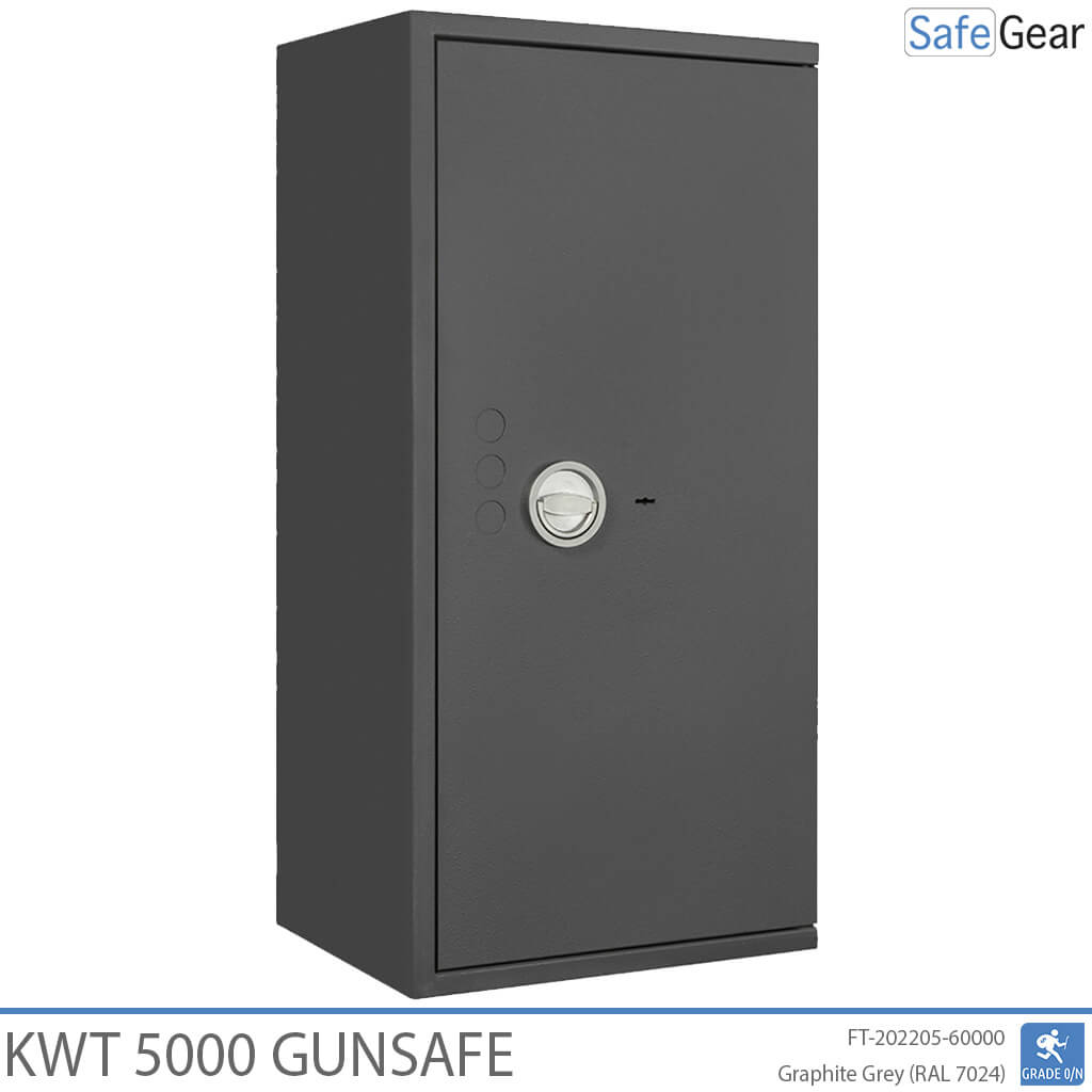 KWT 5000 gun safe in Graphite Grey, door closed